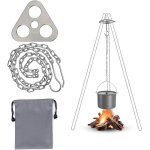 �quipement de gril de tr�pied de feu de camp, planche de gril de tr�pied de camping en acier inoxydable ...