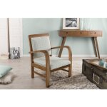 Macabane - dak - fauteuil bois teck scandi tissu bleu clair 'p�tales'