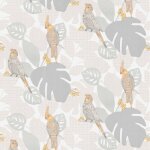 Bricoflor papier peint jungle taupe et gris papier peint oiseaux tropicaux gris tapisserie animaux pour ...