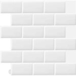 Ersandy - 10 pcs blanc sticker carrelage adhesif mural 3d cuisine salle de bain (30. 5x 30. 5cm)
