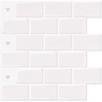 Ersandy - lot de 10 pi�ces, carrelage autocollant m�tro blanc, cr�dence adh�sive cuisine salle de bains, ...
