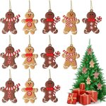 Ersandy - lot de 12 d�corations � suspendre pour sapin de no�l, pendentifs en forme de bonhomme en pain ...