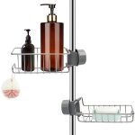 Lot de 2 tagre douche sans percage inox, tagre salle de bain tlescopique inoxydable, tablette support ...