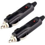 Ersandy - lot de 2 prises de courant cc 12 v m�le pour allume - cigare avec fusible rouge 10 a et indicateur ...