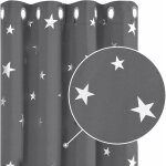 Ersandy - lot de 2 rideaux occultants thermique anti froid rideaux motif etoile argent� � oeillet 132x245cm ...