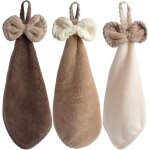 Ersandy - lot de 3 serviettes de cuisine et de salle de bain en microfibre polaire corail pour s�cher ...