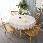 Nappe de table ronde nappe ronde 140cm nappe lavable anti - tache nappe ronde à franges en lin décoration ... Nappe de table ronde nappe ronde 140cm nappe lavable anti - tache nappe ronde à franges en lin décoration ...