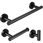Noir mat de salle de bain ensemble de barres d'accessoires porte - serviettes  main rails de support ...