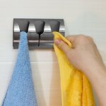 Ersandy - porte serviette salle de bain adhsif, patre torchons cuisine avec 3 crochets inox bross, ...