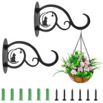 Ersandy - support et plateau pour jardinire, crochets de panier suspendus en fer forg en mtal, 2pcs ...