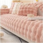 Ersandy - thick rabbit plush sofa cushion, 2023 new non - slip sofa cover, fluffy warm soft shaggy plush ...