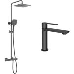 Esc - ensemble mitigeur lavabo + colonne de douche couleur carbone