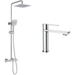 Esc - ensemble mitigeur lavabo + colonne de douche couleur chrom