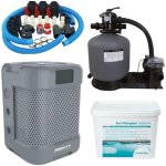 Esc - pack pompe  chaleur piscine poolex q - line 7 + by pass universel + pompe de filtration + filtre ...