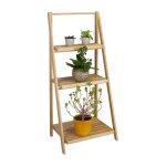 Escalier �tag�re pour fleurs en bambou 3 �tages pliant rangement bois plantes pliable nature hxlxp: 99 ...