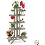 Relaxdays - escalier  fleurs, tagre bois, escalier plantes, 5 niveaux, intrieur, shabby, 142x83x25 ...