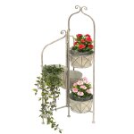Escalier pour fleurs intrieur mtal blanc gris 100 cm porte - fleurs avec 4 pots 96128 porte - fleurs ...