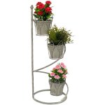 Escalier pour fleurs intrieur mtal blanc gris rond 75 cm porte - fleurs avec 3 pots 96131 porte - fleurs ...