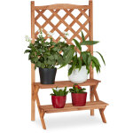 Relaxdays - escalier � plantes treillis bois de sapin �tag�re � fleurs grillage 2 �tages �chelle hxlxp:110x61x ...