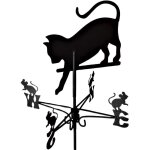 Girouette en acier noir chat qui chassent des souris