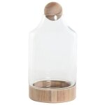 Esprit vase transparent naturel bois verre 21x21x42 cm