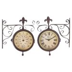 Esschert design - horloge station thermom�tre 24, 7x28, 8 marron bv
