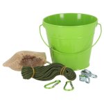 Esschert design - kit de seau en m�tal � poulies pour enfant - vert - 1, 65 l - livraison gratuite