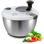 Vevor essoreuse a salade en verre 4, 5 l grande secheuse a legumes a pression facile a une main, nettoyant ...