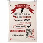 Essuie main - r�gles maison - en coton d�cor�