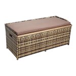 Estexo - banc de jardin en polyrotin avec coffre de rangement coussins, banc avec coffre