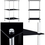 Tag�re 3 niveaux noir 40x40x67 cm verre tremp� - biblioth�que design - �tag�re moderne - meuble rangement ...