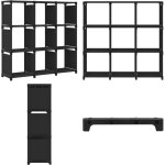Vidaxl - tag�re d'affichage 9 cubes noir 103x30x107, 5 cm tissu - �tag�re biblioth�que - meuble rangement ...