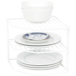 �tag�re d'angle de cuisine � poser perth en m�tal - compactor - 24 x 23 x h. 20. 3 cm - blanc