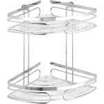Etagre de douche d'angle murale premium 2 paniers wenko fixation murale par vis et chevilles incluse, ...