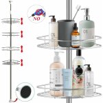 Etagre d'angle de douche tlescopique en acier inoxydable, hauteur rglable avec 4 panier pour salle ...