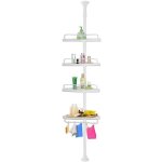 No brand - deuba etagre d'angle tlescopique 4 tablettes blanche 155  290 cm 34x21cm salle de bain ...