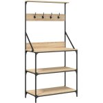 tagre de boulangerie et crochets 4 niveaux bois d'ingnierie vidaxl