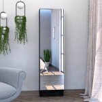 Tuhome concept - tag�re � chaussures leto xl, miroir, cinq �tag�res int�rieures, armoire � une porte