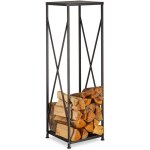 Etagre de chemine rangement bches bois acier panier bois porte - bches hxlxp: 111x34x34 cm, noir ...