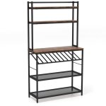 Tag�re de cuisine pour four � micro - ondes avec casier � vin pour 10 bouteilles desserte de cuisine ...