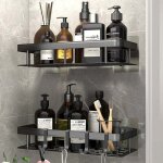Etagre douche lot de 2, serviteur de douche, sans perage tagre murale de rangement pour baignoire, ...