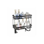 Kinsi - etag�re de douche, meuble wc �tag�re, accessoires de douche, double couche, noir, sans per�age, ...