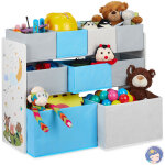 Relaxdays - etagre enfants, 9 botes en tissu, motif feu de camp, meuble pour jouets, hxlxp 66x82, 5x29, ...