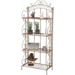 Clp ? �tag�re antje en fer forg� marron antique ? 4 �tag�res pratiques ? hauteur 153 cm ? largeur 61 ...