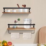 Tag�re flottante murale � 2 �tages, �tag�re murale avec porte - serviettes �tag�res flottantes r�tro ...