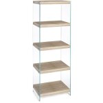 Etagre en mdf et verre tremp 5 niveaux beige lina l 40 cm