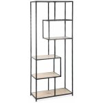 Etagère en métal noir et décor bois - loft - bibliothèque 6 niveaux. l 77 x l 33 x h 185cm Etagère en métal noir et décor bois - loft - bibliothèque 6 niveaux. l 77 x l 33 x h 185cm