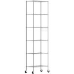 Etagre mtallique de rangement  6 niveaux 54 x 29 x 160cm, pieds rglables, 4 roulettes, bibliothque, ...