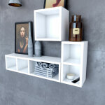 Aurlane - etagère murale 40x20x20cm blanche de rangement 2 emplacements - personalyz duo Aurlane - etagère murale 40x20x20cm blanche de rangement 2 emplacements - personalyz duo