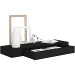 �tag�re murale flottante avec tiroir noir 80x25x8